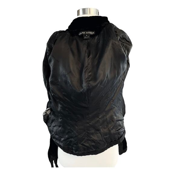 RALPH LAUREN Black Label Black Velvet Jacket Evening Lace Trim USA Union 10 EUC - Picture 6 of 11